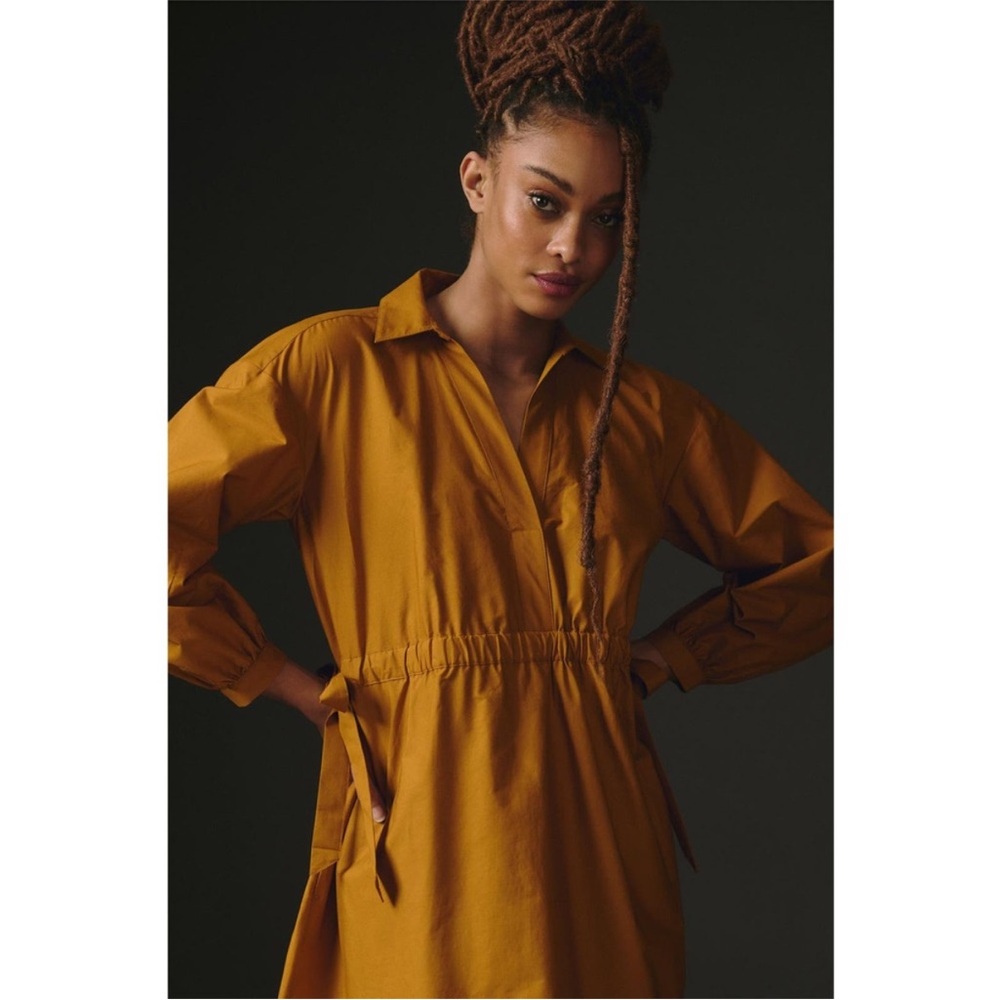 Anthropologie Maeve Cinched Shirt Dress L - Picture 3 of 7